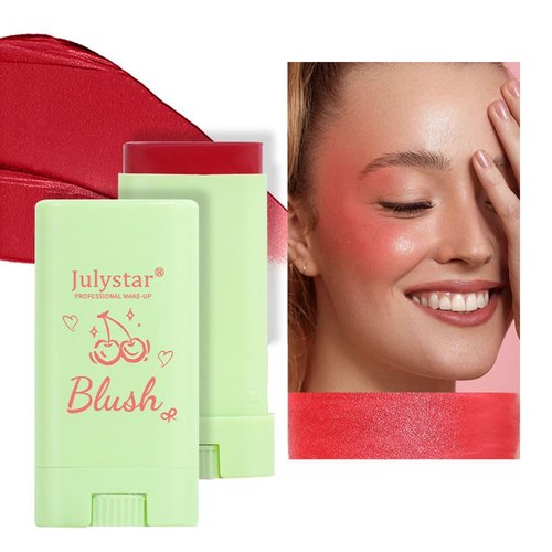 Adurello Cream Blush Stick for Cheek Tint Soft Dewy Moisturizer Face Blush Makeup Stick Blendable Color For Eyes, Lips & Cheeks (Red)