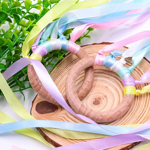 TANOFAR Montessori Toy | Hand Kite | Baby Sensory Toy | Sensory Ribbon Toy | Waldorf Toy | Wooden Baby Toys | Wooden Toddler Toys | Rainbow Hand Kite