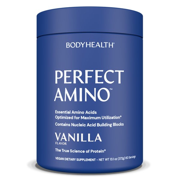 BodyHealth PerfectAmino Powder - BCAA and EAA Powder for Pre and Post Workout - Amino Acid Energy Drink Powder for Men and Women to Support Lean Muscle and Recovery - Vanilla - 60 Servings