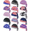 15 Pcs Do Rag Skull Cap Cooling Helmet Liner Sweat Wicking Head Wraps Bandana Beanie Bicycle Helmet Liner for Men Women (Flag Pattern)