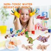 Dinosaur Building Block Set, Wooden Snap-Connection Dinosaur Toys for Kids 3-5, Building & Painting Dinosaur Craft Kit with Paints, 45pcs Kids Craft Paint Take Apart Dinosaur Toys for 3 4 5 Kids