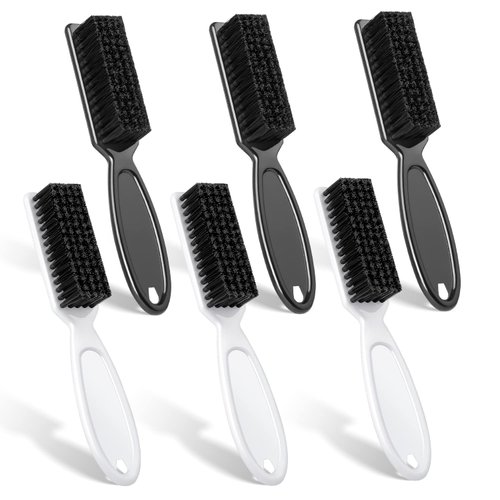 BEATURE 6 Pieces Barber Blade Cleaning Brush, Clipper Cleaning Brush Trimmer Cleaning Brush, Hair Styling Nylon Brush for Men (Black White)