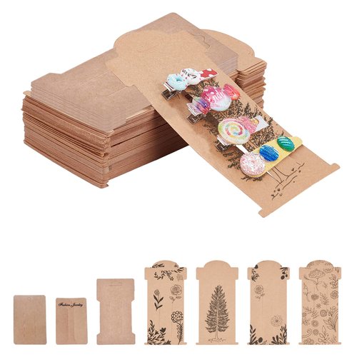 PH PandaHall Hair Clip Display Cards, 70pcs 7 Colors Rectangular Paper Cardboard Bow Holder for Hair Accessories Organizing, 6 x 3 Inch