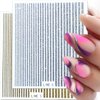 3D Glitter Lines Nail Stickers Holographic Nail Art Stickers Metal Stripe Nail Decals Self Adhesive Geometric Strip Line Nails Stickers Women DIY Nail Supplies,6 Colors/Set