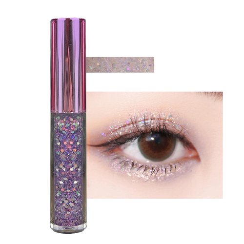 KWOLYKIM Liquid Glitter Eyeshadow, Long Lasting, Quick Drying, Easy to Apply, Loose Bling Glitter Diamond Pigmented Glue for Eye Crystals Makeup (Sparkling Purple Sequins)