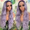 QD-Tizer Curly Purple Synthetic Lace Front Wigs for Women Omber Light Purple Body Wavy Long Hair Wig Pre-plucked Wear And Go Loose Curly Glueless Lace Front Wigs