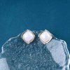 Sttiafay Vintage Crystal Square Earrings Moonstone Square Stud Earrings Gold Rhinestone Opal Stone Earrings Geometry Moonstone Earrings Jewelry for Women