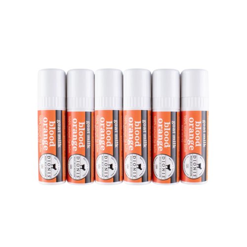 Dionis - Goat Milk Skincare Scented Lip Balm, Set of 6 (0.28 oz), Moisturize Dry and Chapped Lips, Cruelty-free and Paraben-free (Blood Orange)