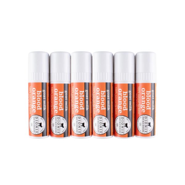 Dionis - Goat Milk Skincare Scented Lip Balm, Set of 6 (0.28 oz), Moisturize Dry and Chapped Lips, Cruelty-free and Paraben-free (Blood Orange)