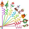 Christmas Party Favors for Kids Bulk, Christmas Straws for Kids Plastic, Christmas Party Favors for Kids Goodie Bags, Christmas School Party Favors for Kids, 24 Christmas Straws & 2 Cleaning Brushes