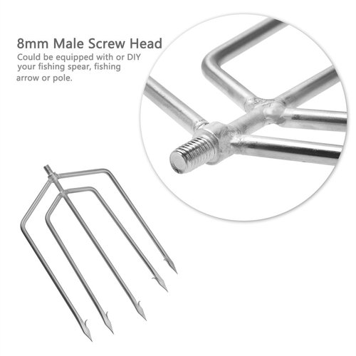 Cyfie 5-Prong Stainless Steel Fishing Gig Gaff Hook with 8mm Screw, Fishing Hook Harpoon for Hunting Fish Flounder Frog in Pond River Lake, Capable for Fishing Pole