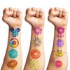 96 PCS Donut Temporary Tattoos Party Decorations Favors Supplies Doughnut Candyland Candy Theme Birthday Cute Sweet Tattoo Stickers Christmas Gifts for Boys Girls Kids Classroom School Prizes Carnival