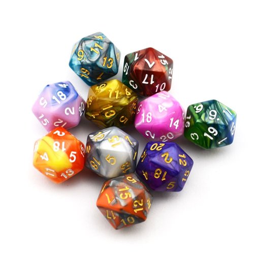 SmartDealsPro 10-Pack 20 Sided Dice D20 Polyhedral Dice for DND RPG MTG Table Game (Color 2)
