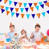 Orange Blue Party Decorations Metallic Fabric Triangle Pennant Flag Bunting Banner Garland for Birthday Baby Shower Graduation Bridal Shower Wedding Bachelorette Engagement Space Theme Party Supplies