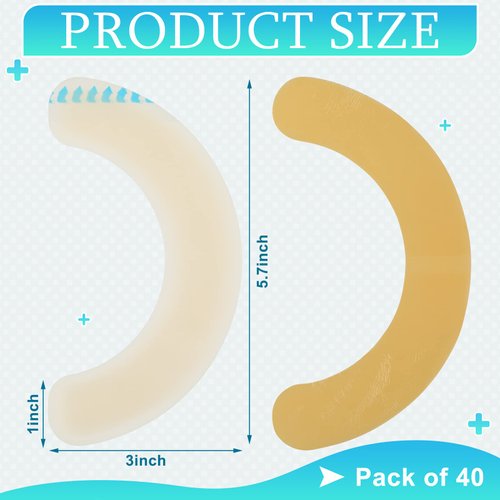 Siifert 40 Pcs Ostomy Barrier Strips Hydrocolloid Ostomy Supplies Adhesive Colostomy Supplies Elastic Barrier Strips for Colostomy Bags Curved Ileostomy Tape for Stoma Urostomy Bag