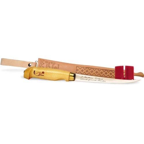 Fish 'N Fillet Knife - 7" Blade Length with Single Stage sharpener and Tooled Leather Sheath