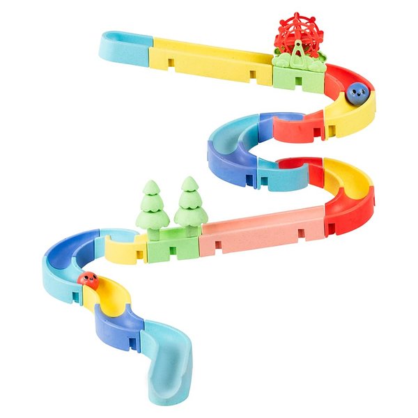 Tiger Tribe: Waterslide: Marble Run - ECO - Interactive Bath Time Toy, Design & Build Your Own Ball Waterslide, 2 Funny Face Balls, STEM, Kids Ages 3+