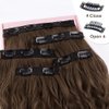 ALXNAN Clip in Hair Extensions, 16" Brown Thick Long Mermaid Waves Hair Extensions Invisible Lace Weft Soft Hairpieces For Women