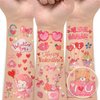 EMOME Valentine Tattoos for Kids, Cute Tattoo Stickers for Valentines Day Classroom Party Favors Decorations, Valentine Temporary Tattoos Special for Goodie Bag Stuffers Fillers Treats (Glitter)