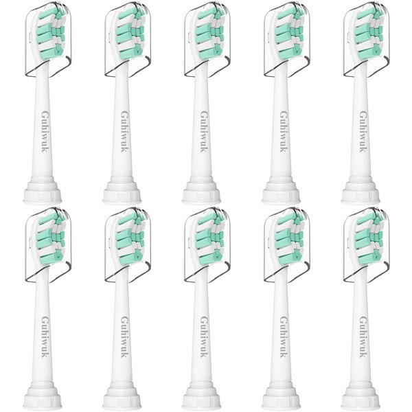 Guhiwuk Replacement Toothbrush Heads for Philips Sonicare: Electric Toothbrush Replacement Heads Compatible with Sonicare Plaque Control ProtectiveClean 4100 5100 6100 C2 G2 W2,10 Pack