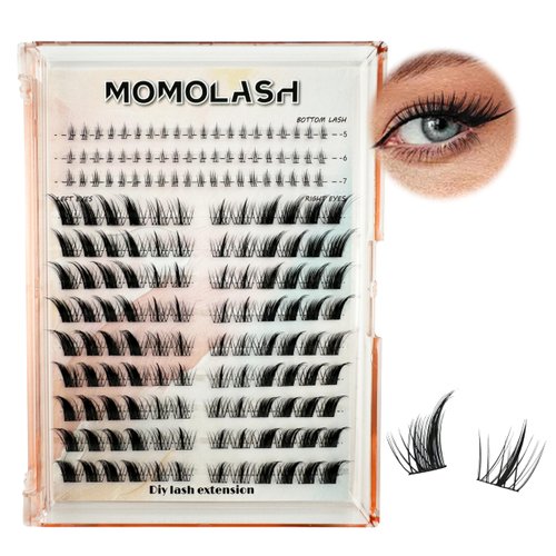 Lash Clusters with Bottom Lashes Cat Eye Lash Cluster Eyelash Extensions Wispy C Curl Fox Eye Lashes Left&Right Fluffy Eyelashes Clusters, by Momolash