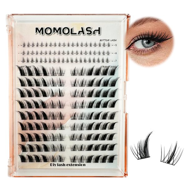 Lash Clusters with Bottom Lashes Cat Eye Lash Cluster Eyelash Extensions Wispy C Curl Fox Eye Lashes Left&Right Fluffy Eyelashes Clusters, by Momolash