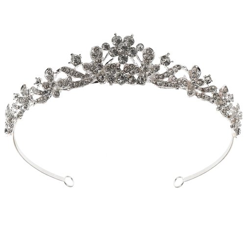 KALLORY 2Pcs Silver Crystal Tiara Crowns, Rhinestone Crowns and Tiaras Princess Cown Wedding Hair Accessories for Women Bridal Birthday Party Prom