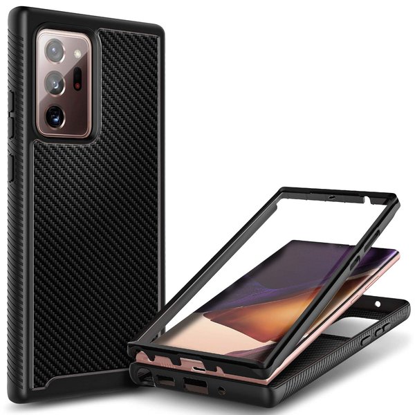 E-Began Case for Samsung Galaxy Note 20 Ultra 5G, Full-Body Shockproof Protective Bumper Cover (Without Screen Protector), Support Wireless Charging, Impact Resist Phone Case (Carbon Fiber)
