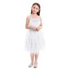 Kids Girls Spaghetti Strap Lace Feather Fringes Tutu Tulle Swan Princess Dress Ruffles Backless Ballet Leotard Dance Skirted Pageant Party Wedding Formal Birthday Cake Short Tiered Gown White 12-18M
