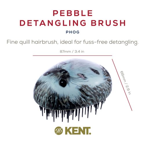 Kent PHOG Hedgehog Pebble Scalp Massager Shampoo Brush, Shower Brush, and Travel Size Detangling Brush - Scalp Scrubber for Dandruff and Kids Hair Brush Hair Detangler - Hairbrush for Tangles
