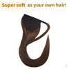 SEGO Ponytail Extension Human Hair Real Human Hair Clip In Wrap Around Long Straight Ponytail With Magic Paste Pony Hairpieces for Women -16 Inch 80g 4 Medium Chocolate Brown