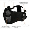 AOUTACC Airsoft Protective Gear Set, Half Face Mesh Mask with Ear Protection and Tactical Goggles for Adult Men Women BBS Paintball Shooting CS Survival Games Cosplay (Black)