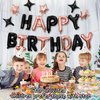 Happy Birthday Balloons Banner, 3D Mylar Foil Letter Birthday Balloons with 6pcs Star Balloons, Birthday Party Decorations for Kids Boys Men Adults Birthday Party Supplies, Black&Rose Gold