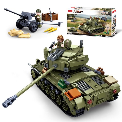 Sluban WWII-Medium Tank M26E1/Super Pershing Building Blocks Toy, 2 in 1 Educational Learning Construction Toys Set for Kids Boys Grils Ages 6 and up (742 pcs)