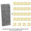 Gold Glitter 21 Party Straws - No-Mess Real Gold Glitter Cut-Out Numbers & Decorative 21st Birthday Party Paper Straws - Set of 24