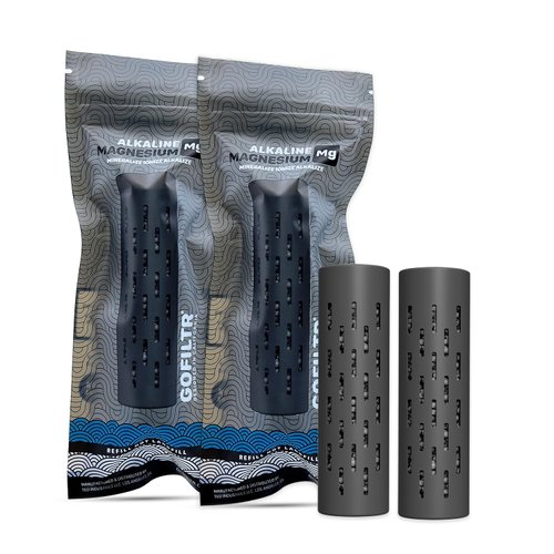 GOFILTR Magnesium Alkaline Water Infuser (2 Pack) 9.5 pH + Electrolytes for Any Water Bottle/Small Pitcher, 750 Refills / 3 Months, 2 Ionized Mineral Water Infusers