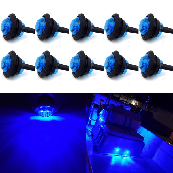 10 Pack Waterproof Marine Boat LED Lights, LED Underwater Lighting, Utility Led Interior Lights Navigation Lights Deck Courtesy Lights 12V for Yacht Boat Fishing Pontoon Sailboat Kayak (Blue)