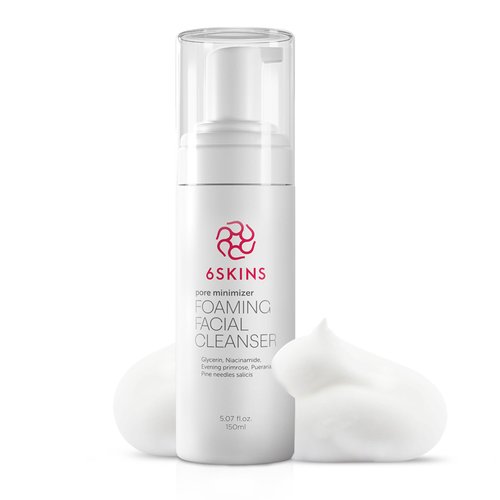 6SKINS® Pore Minimizer Foaming Facial Cleanser | Exfoliating Face Wash with Anti Sebum P, Gentle Hydrating Korean Face Wash with Niacinamide, Evening Primrose - For All Skin Types 5.07 fl.oz.