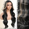 BrownBomb Highlights Synthetic Lace Front Wigs Body Wave Glueless Wigs With Bangs Black Blonde Pre Plucked Pre Cut HD Lace 13x5x1 Middle Part Wigs For Woman 26 Inch