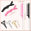 Patelai HAIR CLIP 27 Pieces, Includes Hair Parting Rings, Metal Combs, and Hair Clips in Pink and Black, Hair Styling Tools for Braiding, Curling, and Installation, 1 Count