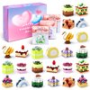 Uiseba Valentines Day Gifts for Kids Classroom/School,24PCS Dessert Building Blocks and Valentines Cards,Toys for 3+ Years Old Girls & Boys