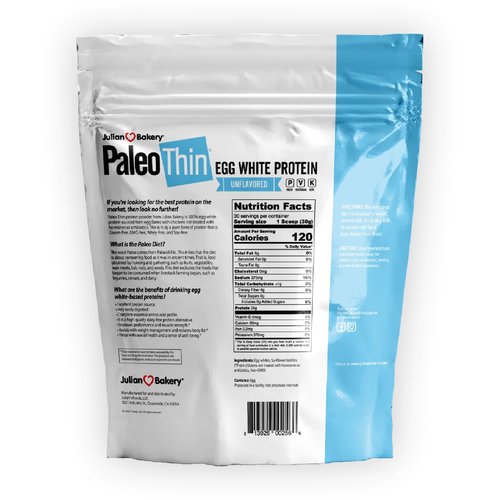 Julian Bakery Paleo Thin Protein Powder | Egg White | Unflavored | 25g Protein | Soy-Free | GMO-Free | 2 LBS | 30 Servings