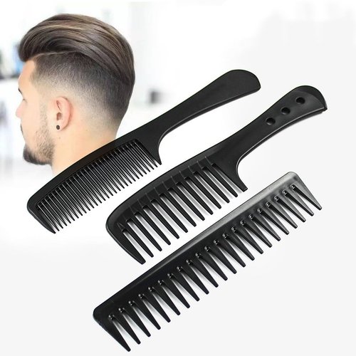 3 PCS Carbon Fiber Anti Static Comb, Heat Resistant Comb-Fine and Wide Tooth Comb for Men and Women, Professional Combs for Hair Stylist