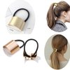 BASEMMAHER 4Pcs Metal Ponytail Hair Gold Cuff Elastic Hair Bands Hair Ties Accessories Pony Tail Gothic Punk Elastic Hair Rope Ponytail Holder Cuffs for Women Girls