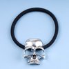 Aneneiceera Gothic Viking Hair Band with Skull Ponytail Holder, Black Rope Scrunchies, Punk Skeleton Hair Accessories Jewelry for Women and Girls (Silver)
