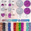 Silver and Purplish Red Holographic Chunky Glitter Cosmetic Body Hair Face Eye Nail for Festival Carnival Concert Beauty Rave Accessories Different Shapes 4 Pots 32g/1.12oz+ Quick Dry Primer Glue Gel