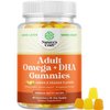 Vegetarian Omega 3 Gummies for Adults - Vegetarian Omega 3 6 9 DHA Gummies for Brain Bone and Heart Health and Joint Support - Burpless Halal Fish Free Plant Based Omega 3 Supplement for Men and Women