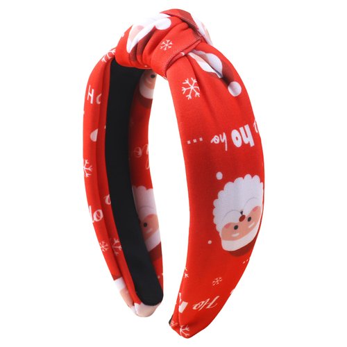Totelux Christmas Headband Red Santa Claus Knotted Hair Band Snowflakes Hair Accessories for Women Girls Christmas Party Supplies