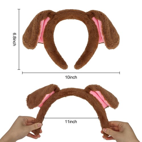 GAFATORY Brown Dog Ears Headband Puppy Ears Plush Animal Ears Headband Adult Halloween Costumes Woman Christmas Festival Theme Party Cosplay Costume Head Bands