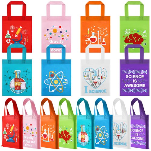 Ferraycle 24 Pcs Science Party Favor Bags Science Goodie Gift Treat Bag Non Woven Birthday Party ...
